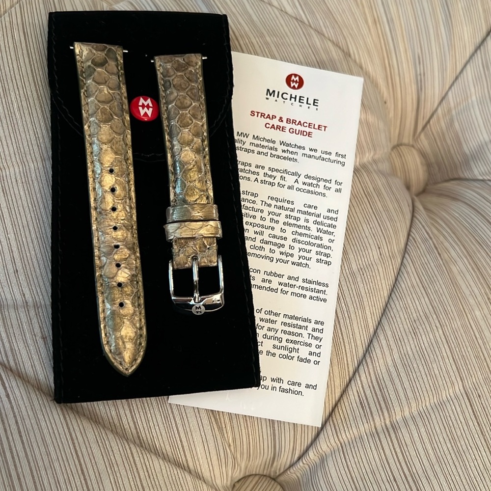 Michele watch band gold genuine python size 16mm